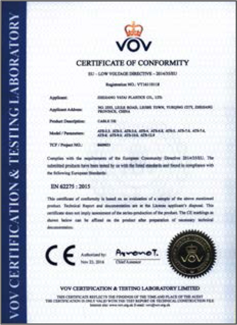 VOV Certificate of Conformity
